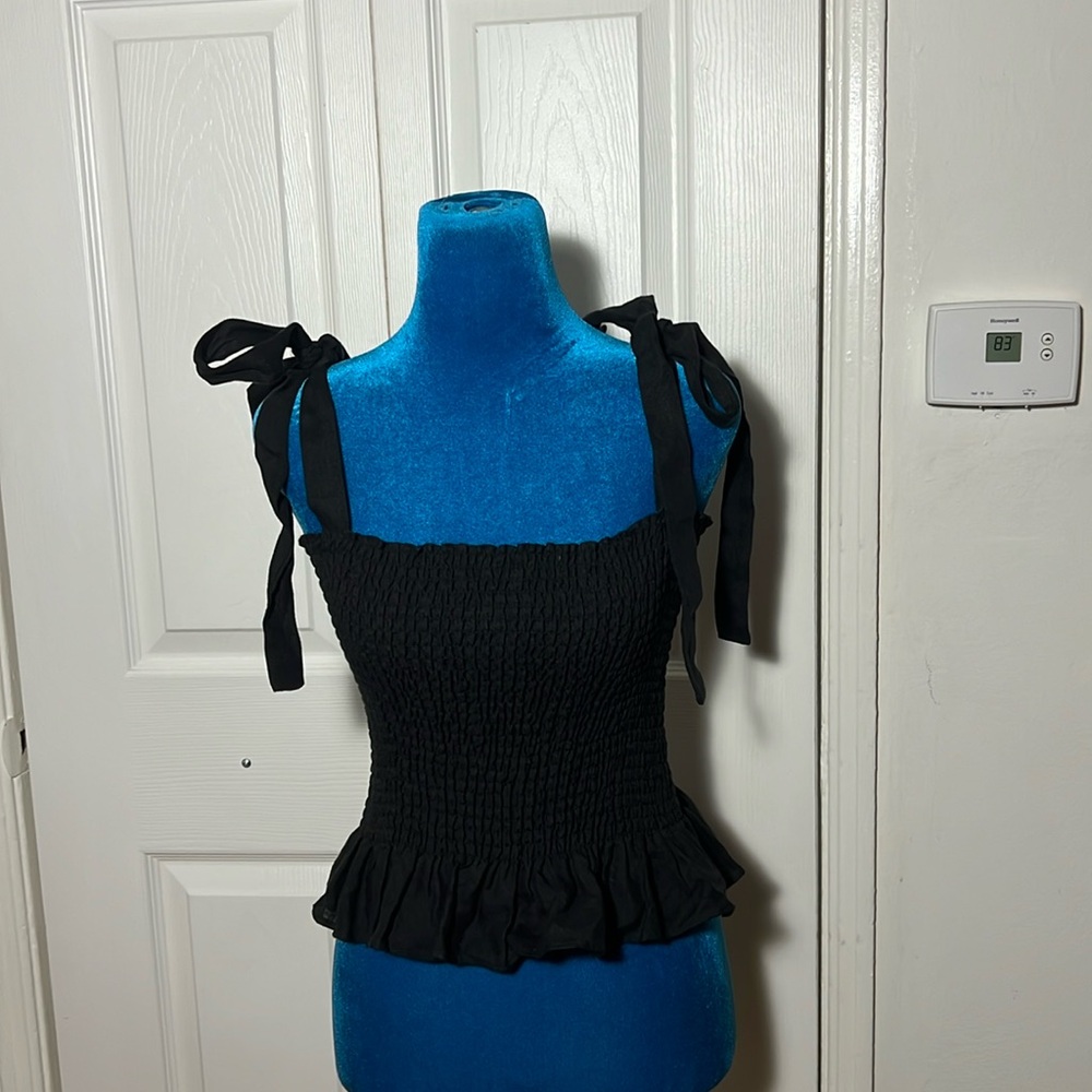 Reformation Black Ruffle Top Medium